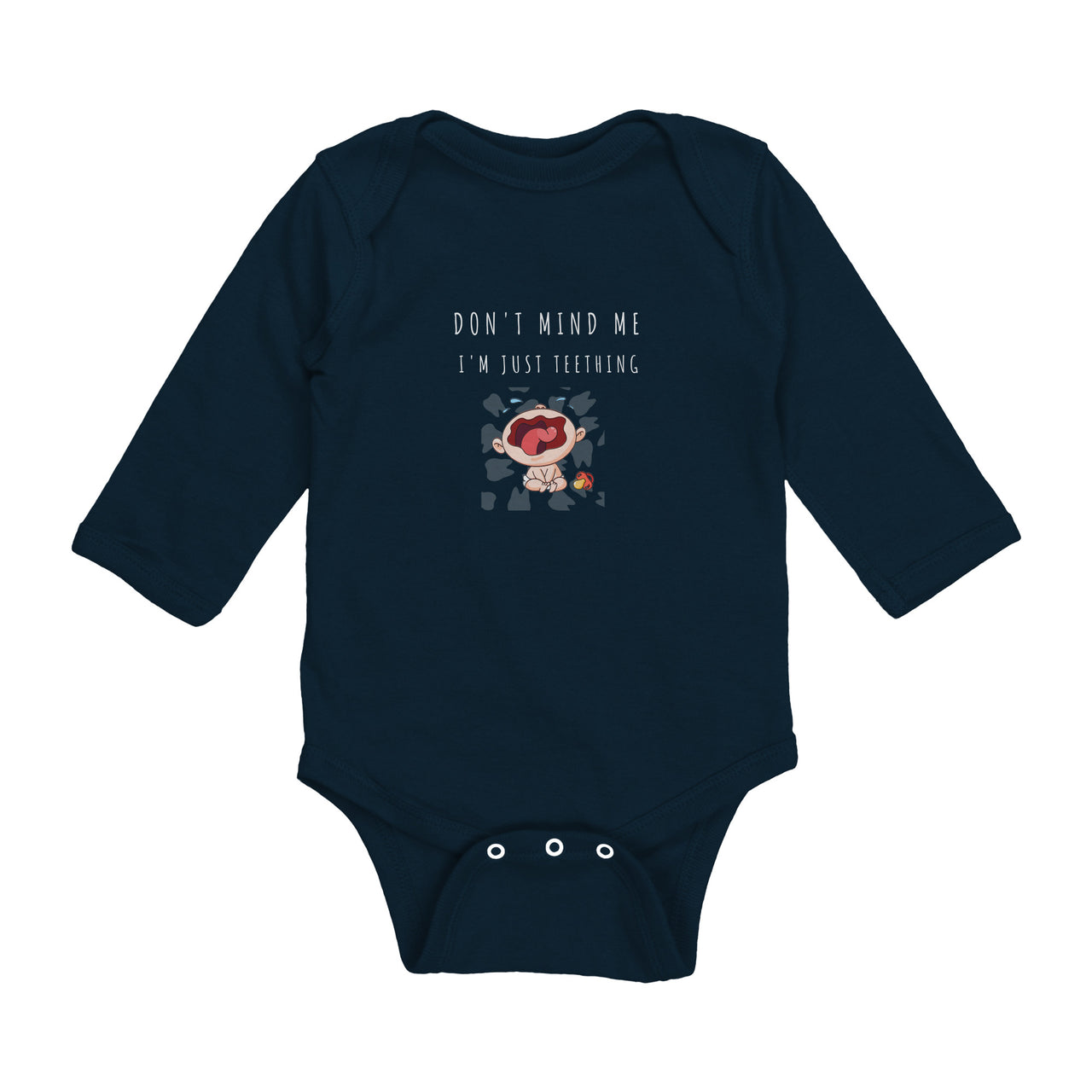 Don't Mind Me - I'm Just Teething - Long Sleeve Onesie - DC - Colored Image