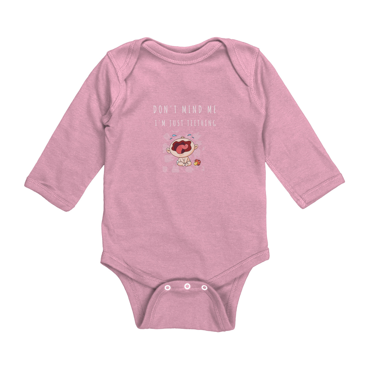 Don't Mind Me - I'm Just Teething - Long Sleeve Onesie - DC - Colored Image