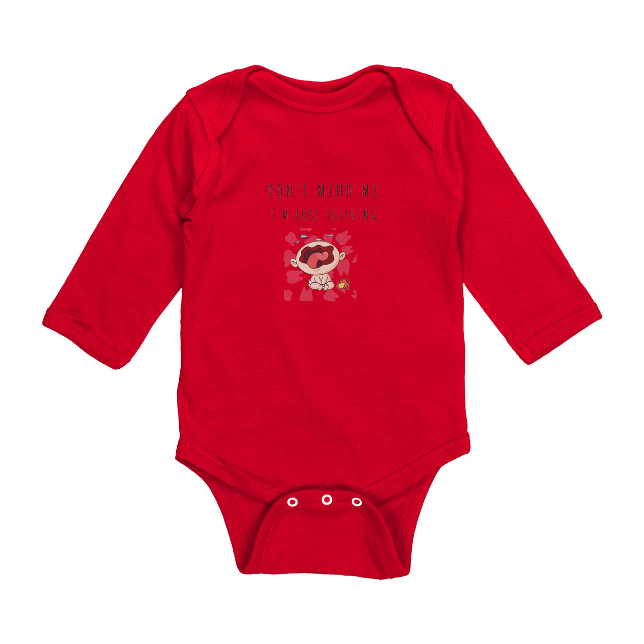 Don't Mind Me - I'm Just Teething - Long Sleeve Onesie - LC - Colored Image
