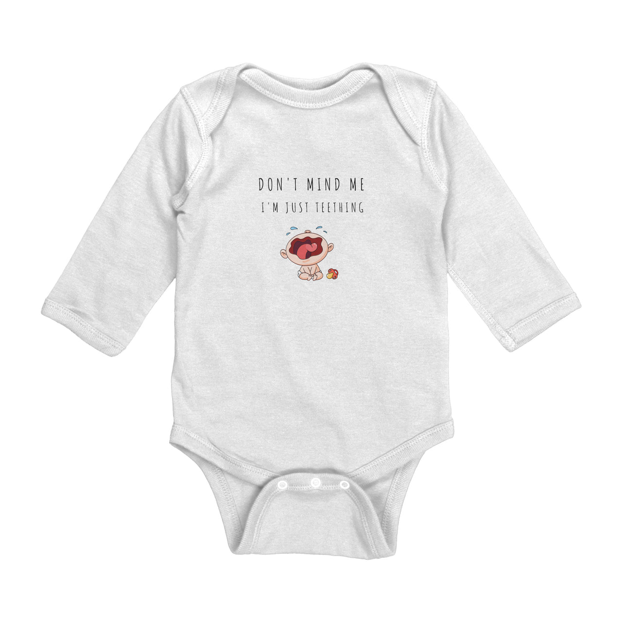 Don't Mind Me - I'm Just Teething - Long Sleeve Onesie - LC - Colored Image
