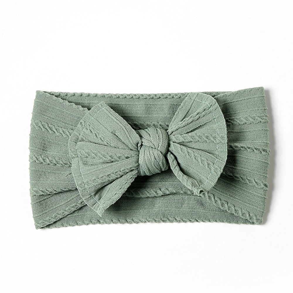 Newborn Baby Headbands - Fashionable and Soft - Wide Elastic Knit Band With Bow (32 Colors)
