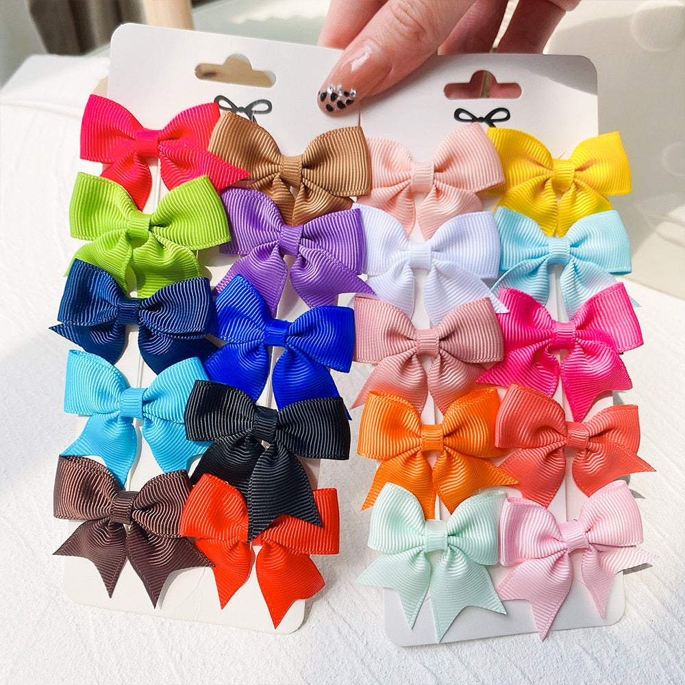 Handmade Bow Hair Clip Set - Pack of 10
