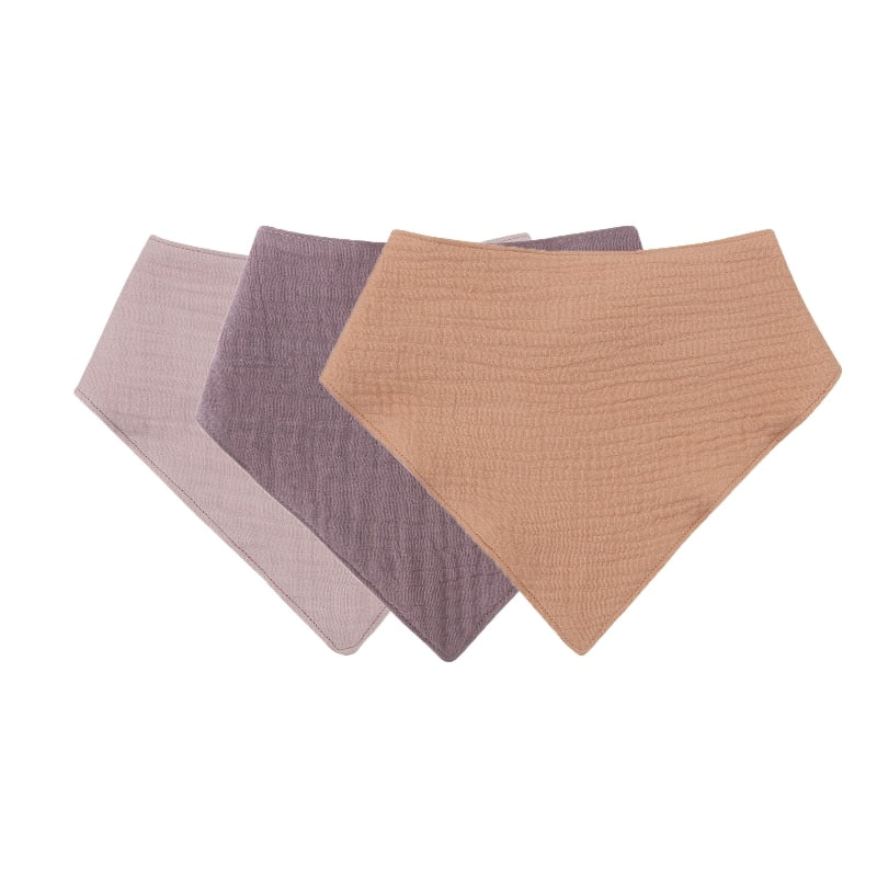 Baby Cotton Triangle Scarf Bib For Burp Cloth & Bandana (3pcs & 5Pcs Sets)