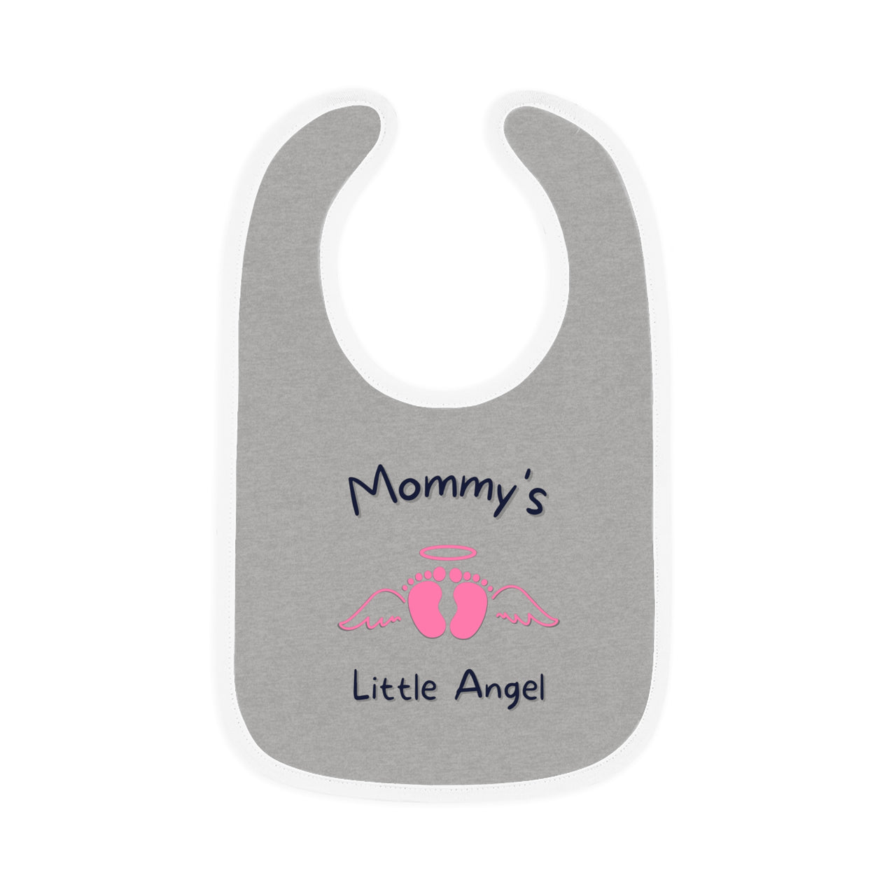 "Mommy's Little Angel" - Baby Contrast Trim Jersey Bib - BW