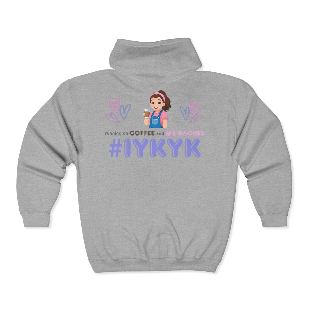 IYKYK Co-Parent Rachel Coffee Hoodie | Cute Cartoon Mom Graphic Zip Sweatshirt Hoodie