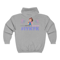Thumbnail for IYKYK Co-Parent Rachel Coffee Hoodie | Cute Cartoon Mom Graphic Zip Sweatshirt Hoodie