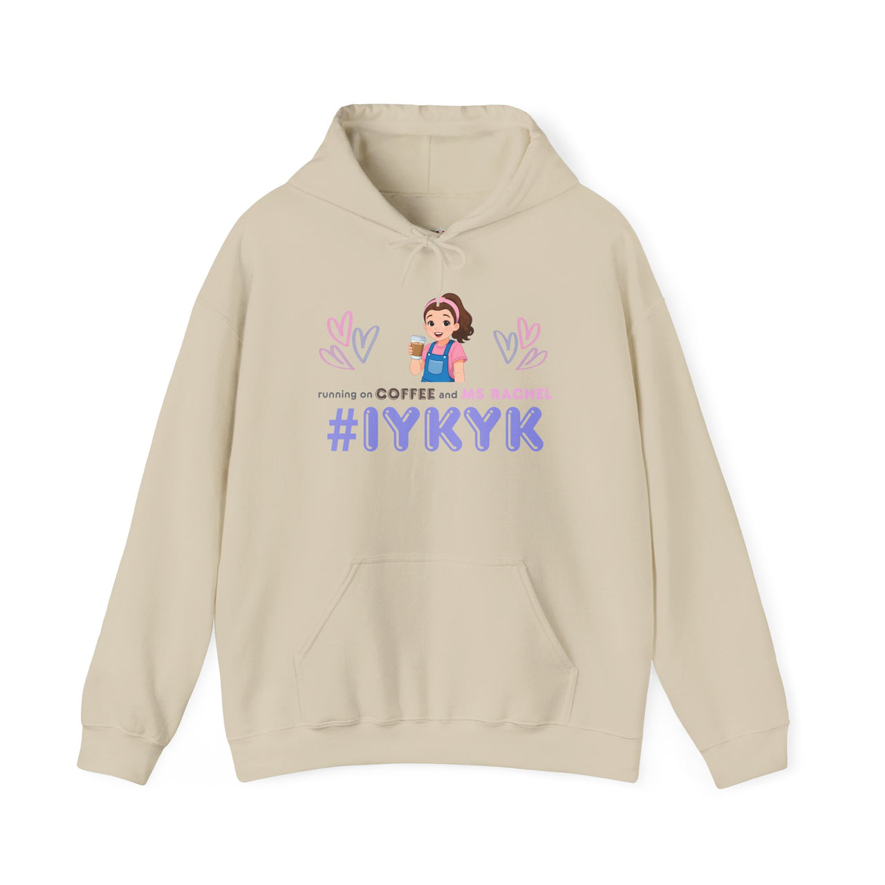 IYKYK Co-Parent Rachel Coffee Hoodie | Cute Cartoon Mom Graphic Slip Over Sweatshirt Hoodie