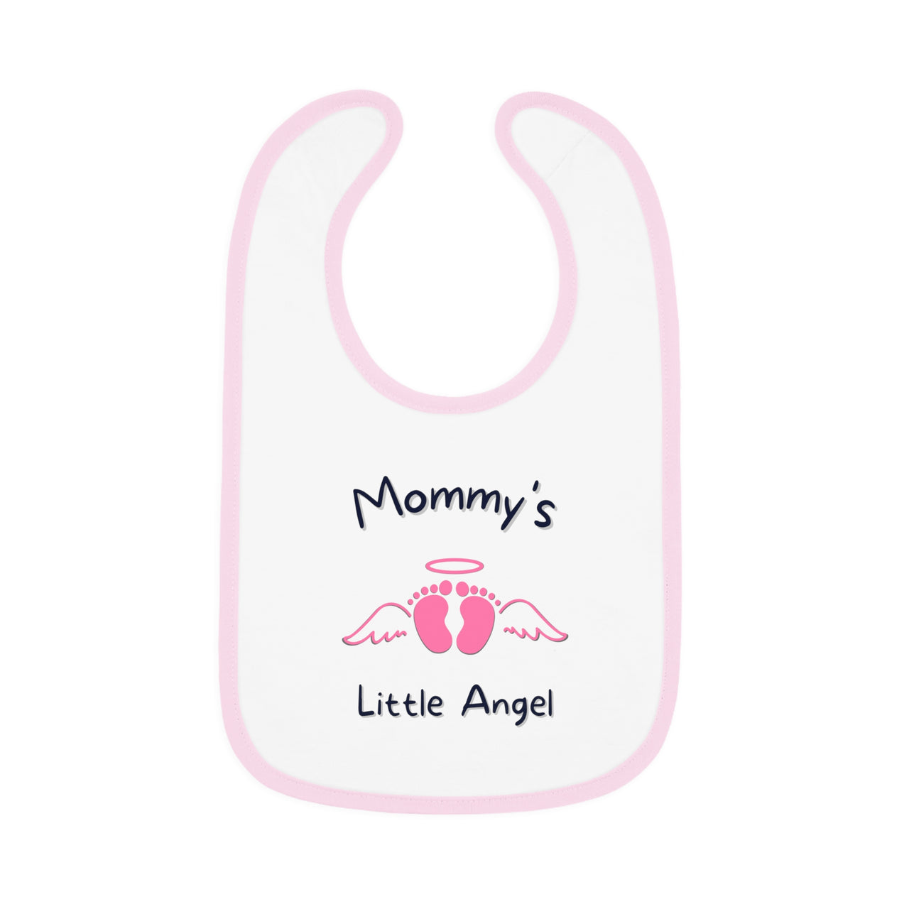 "Mommy's Little Angel" - Baby Contrast Trim Jersey Bib - BW
