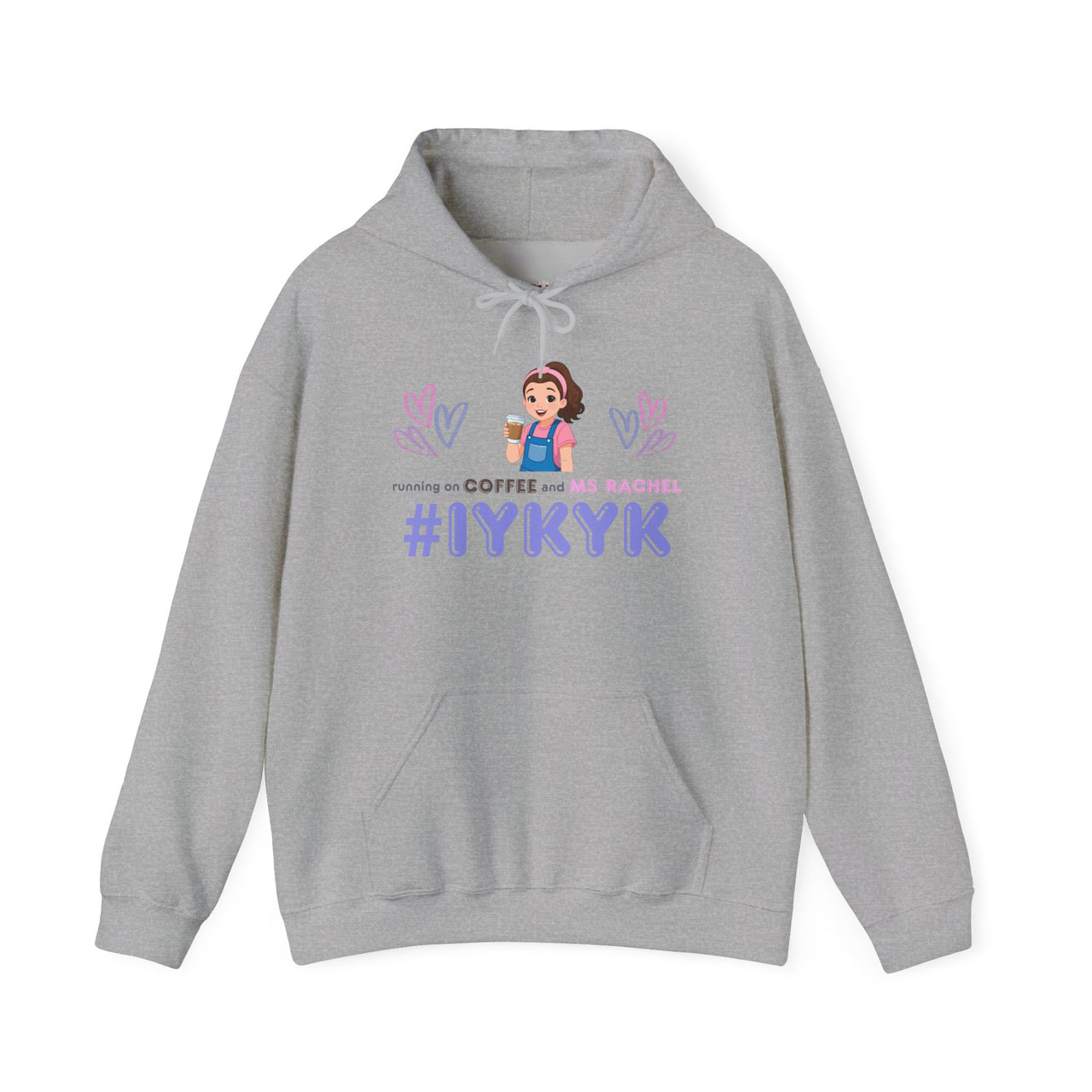 IYKYK Co-Parent Rachel Coffee Hoodie | Cute Cartoon Mom Graphic Slip Over Sweatshirt Hoodie