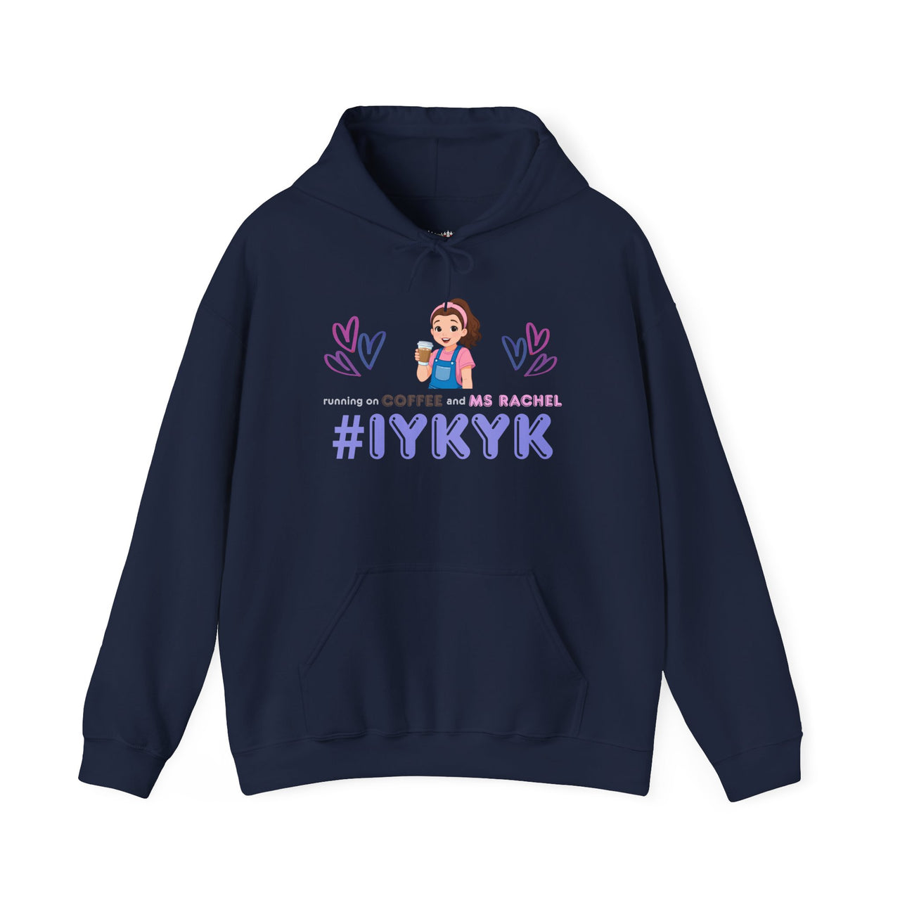 IYKYK Co-Parent Rachel Coffee Hoodie | Cute Cartoon Mom Graphic Slip Over Sweatshirt Hoodie