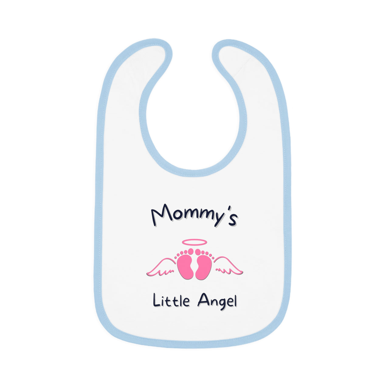 "Mommy's Little Angel" - Baby Contrast Trim Jersey Bib - BW