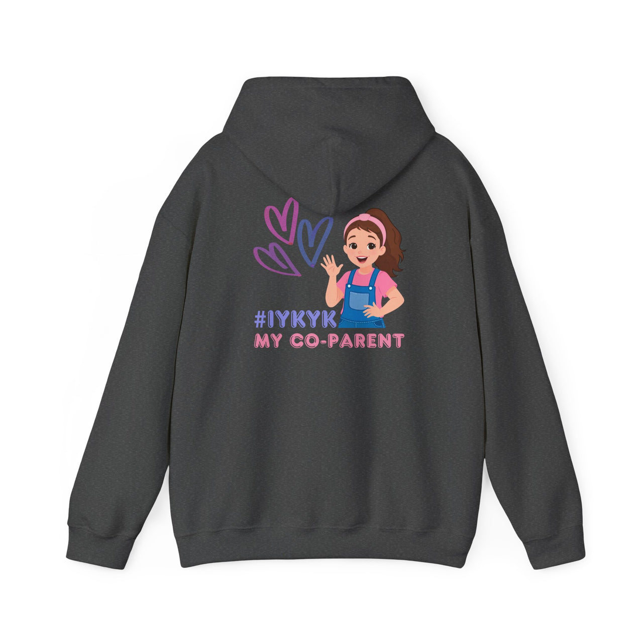 IYKYK Co-Parent Rachel Coffee Hoodie | Cute Cartoon Mom Graphic Slip Over Sweatshirt Hoodie
