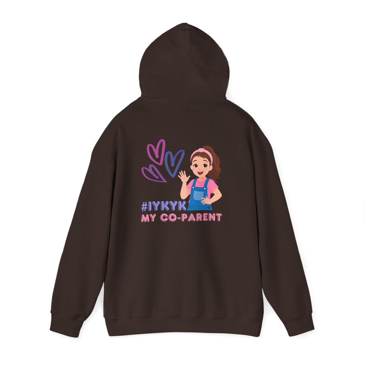 IYKYK Co-Parent Rachel Coffee Hoodie | Cute Cartoon Mom Graphic Slip Over Sweatshirt Hoodie