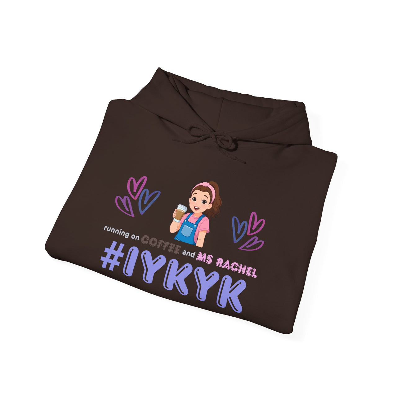 IYKYK Co-Parent Rachel Coffee Hoodie | Cute Cartoon Mom Graphic Slip Over Sweatshirt Hoodie