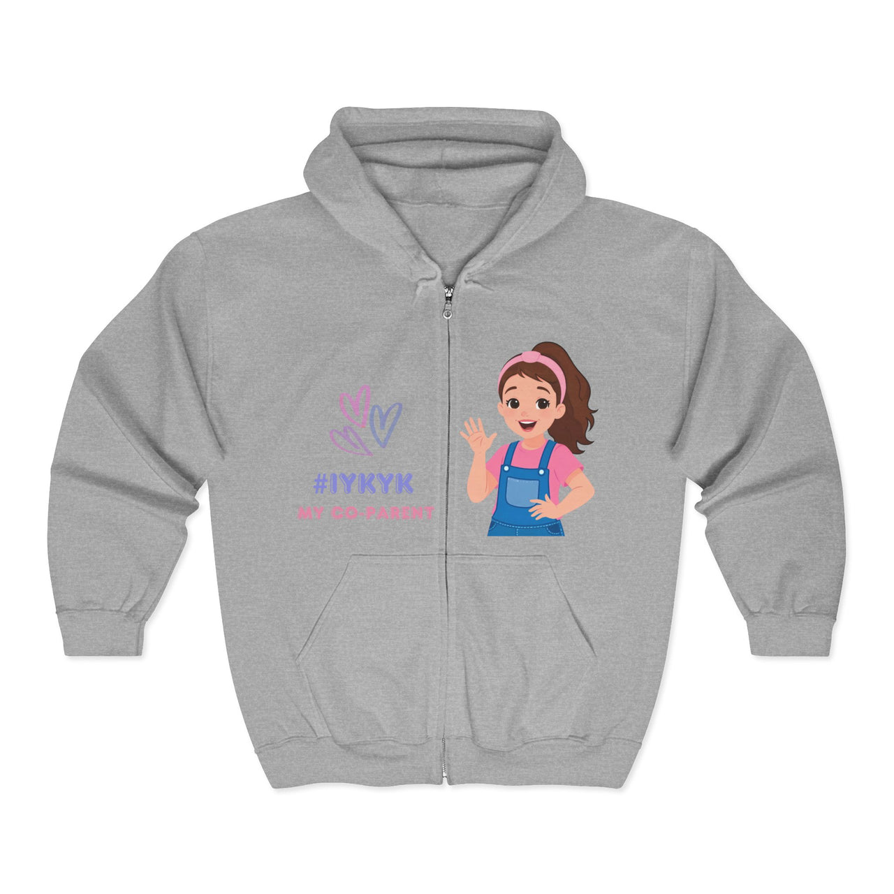 IYKYK Co-Parent Rachel Coffee Hoodie | Cute Cartoon Mom Graphic Zip Sweatshirt Hoodie