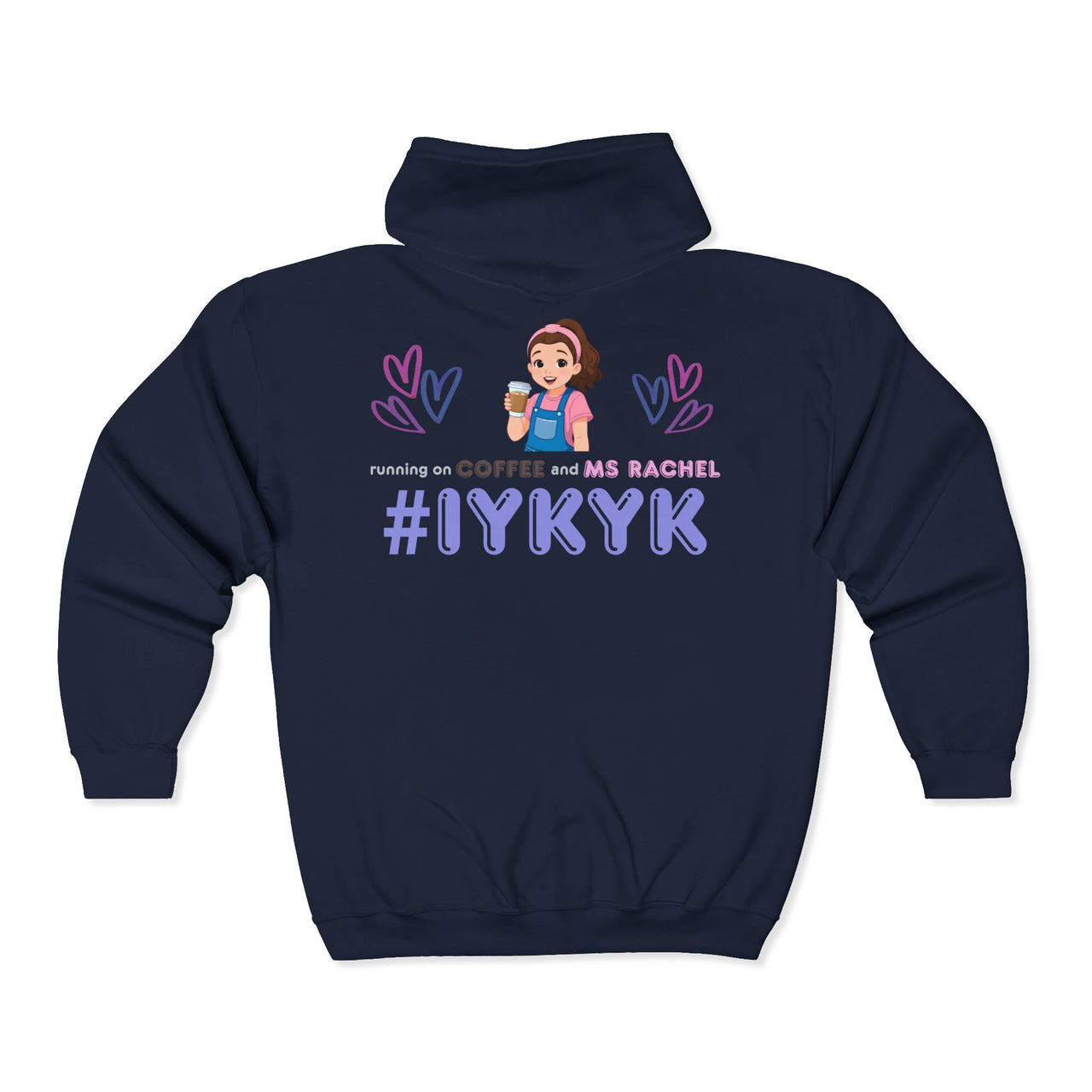 IYKYK Co-Parent Rachel Coffee Hoodie | Cute Cartoon Mom Graphic Zip Sweatshirt Hoodie