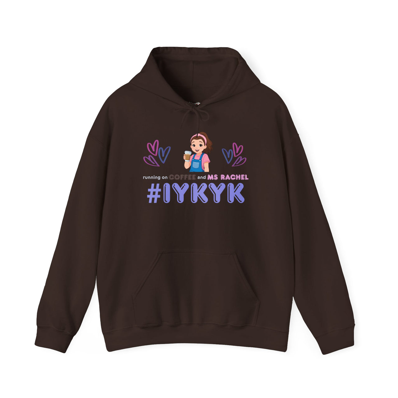 IYKYK Co-Parent Rachel Coffee Hoodie | Cute Cartoon Mom Graphic Slip Over Sweatshirt Hoodie
