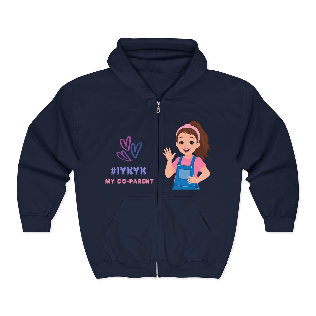 IYKYK Co-Parent Rachel Coffee Hoodie | Cute Cartoon Mom Graphic Zip Sweatshirt Hoodie