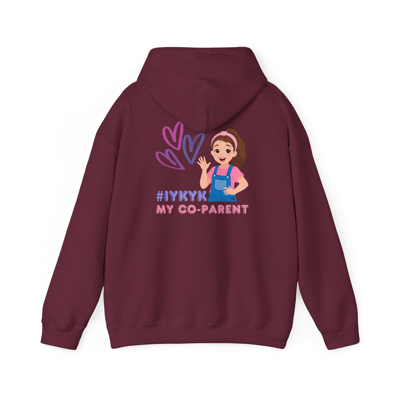 IYKYK Co-Parent Rachel Coffee Hoodie | Cute Cartoon Mom Graphic Slip Over Sweatshirt Hoodie
