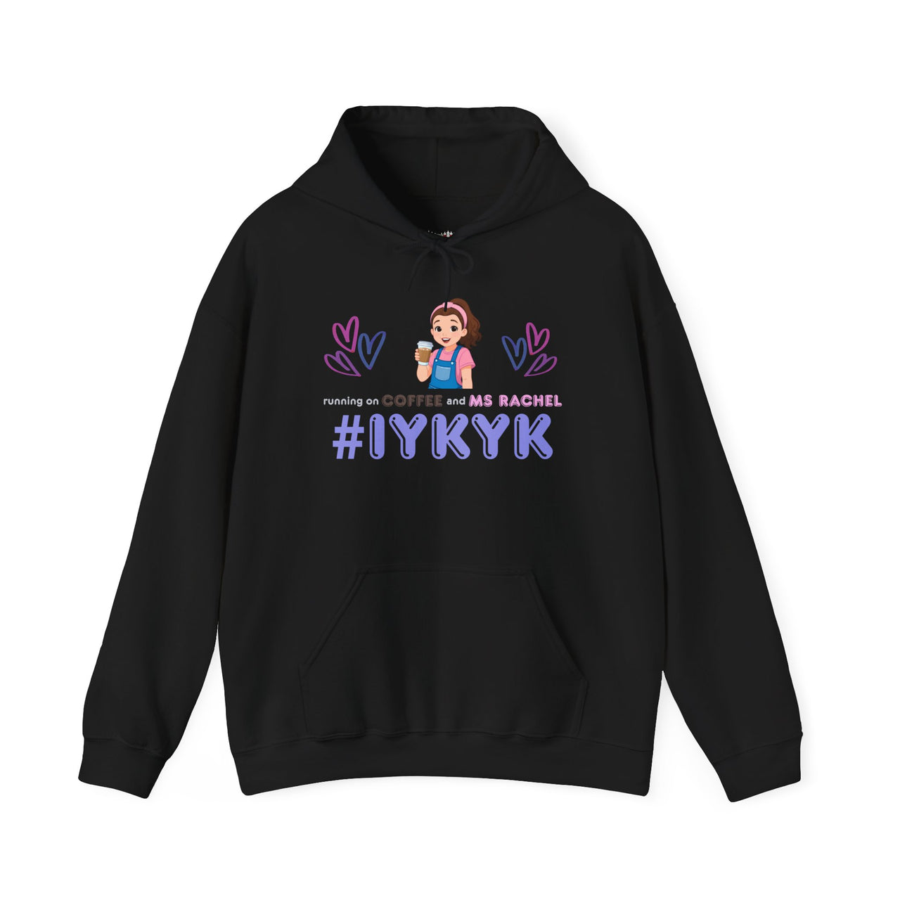 IYKYK Co-Parent Rachel Coffee Hoodie | Cute Cartoon Mom Graphic Slip Over Sweatshirt Hoodie