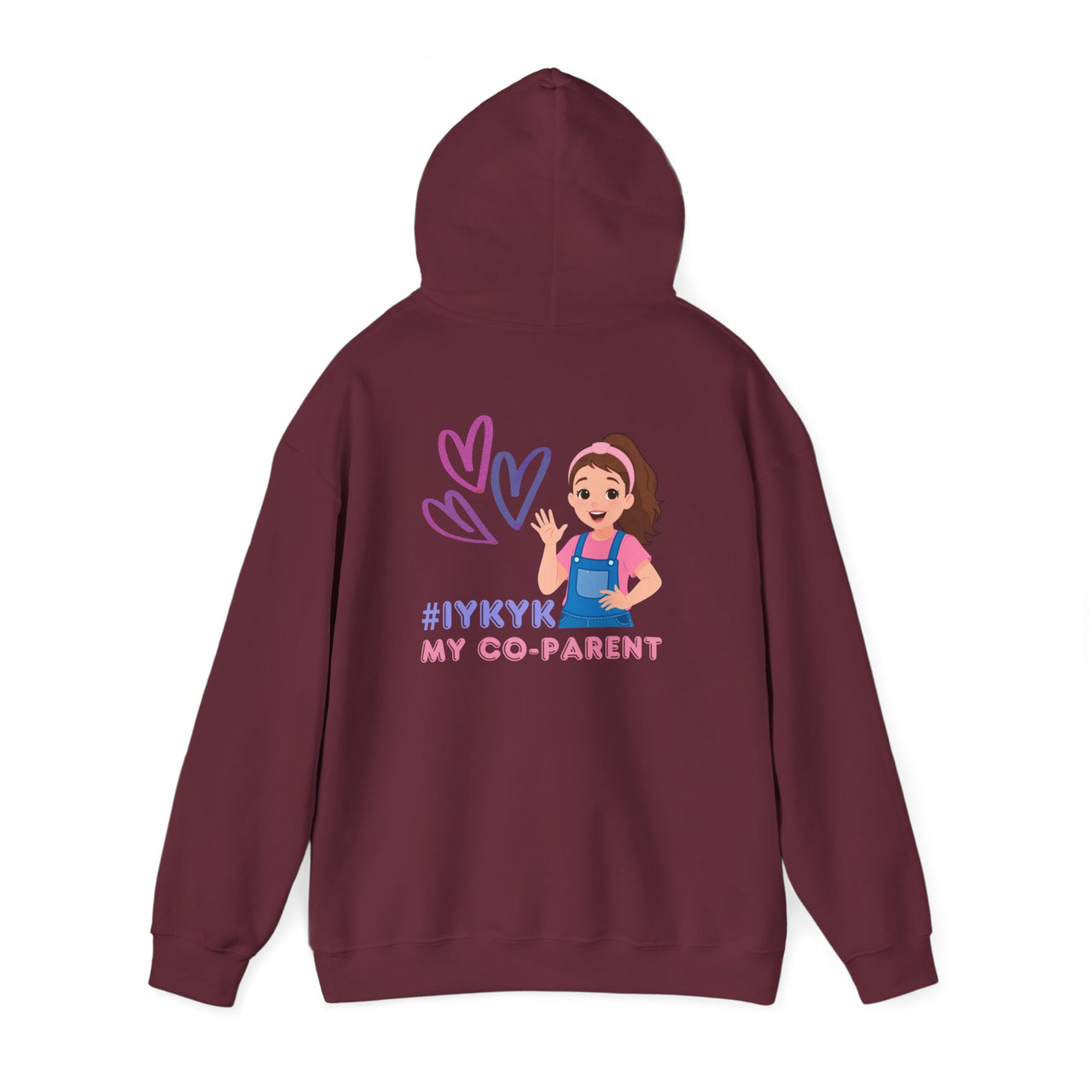 IYKYK Co-Parent Rachel Coffee Hoodie | Cute Cartoon Mom Graphic Slip Over Sweatshirt Hoodie